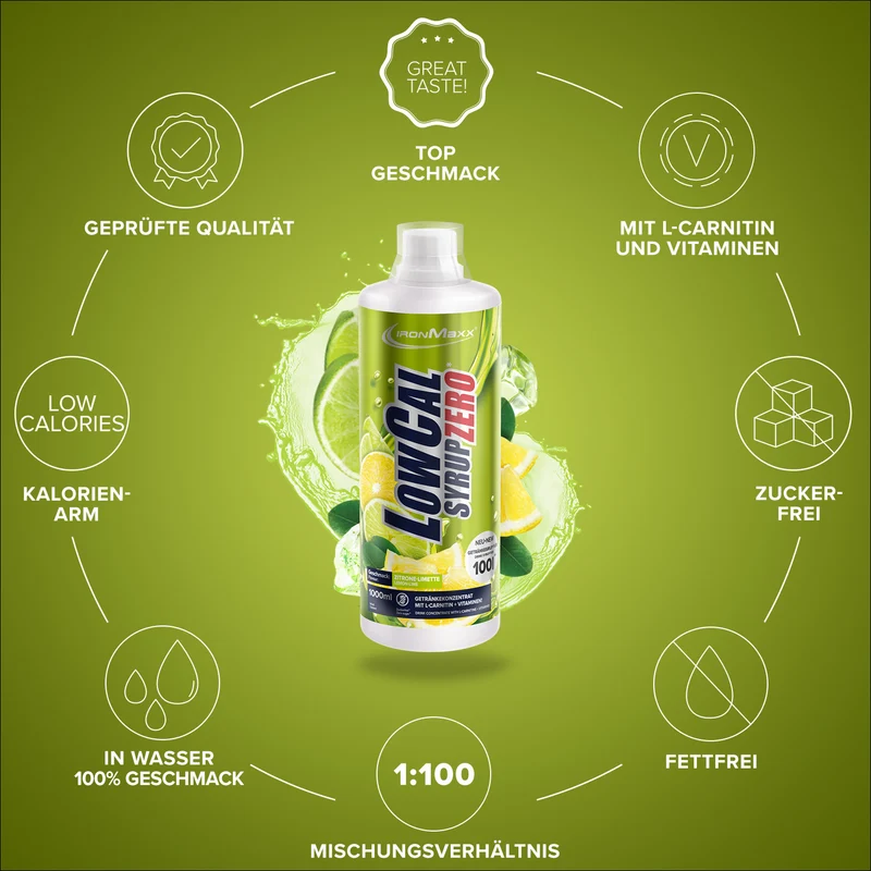 LowCal Syrup Zero (1000ml) - Zitrone Limette