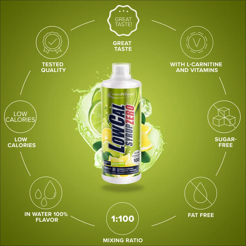 LowCal Syrup Zero (1000ml) - Zitrone Limette