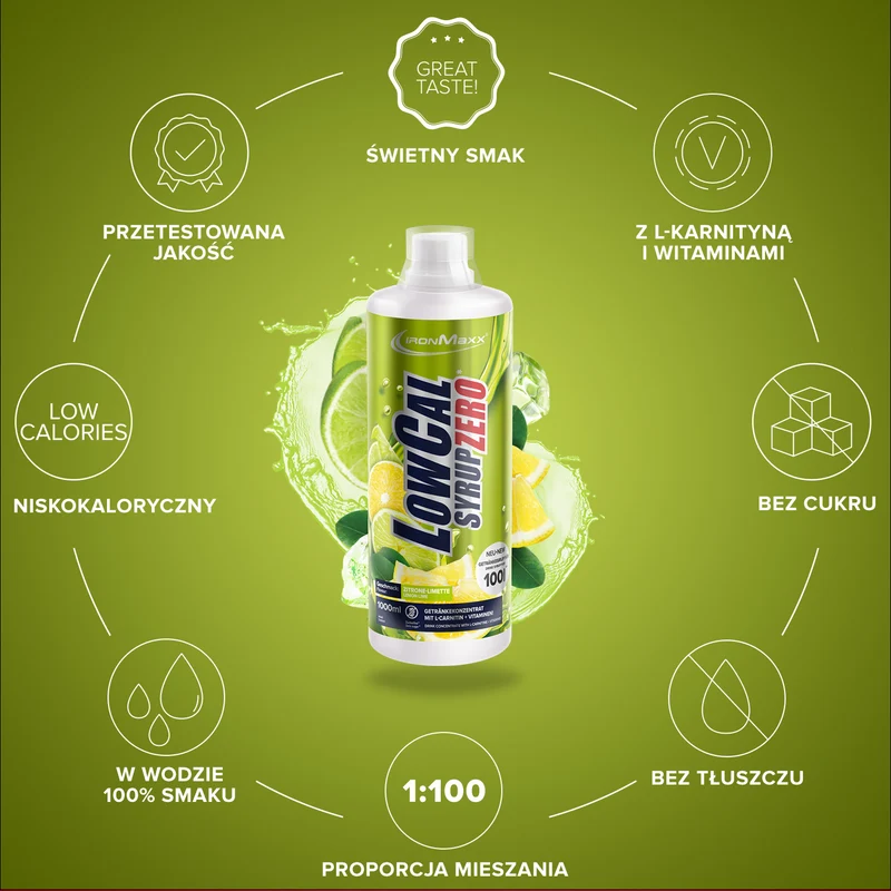 LowCal Syrup Zero (1000ml) - Zitrone Limette