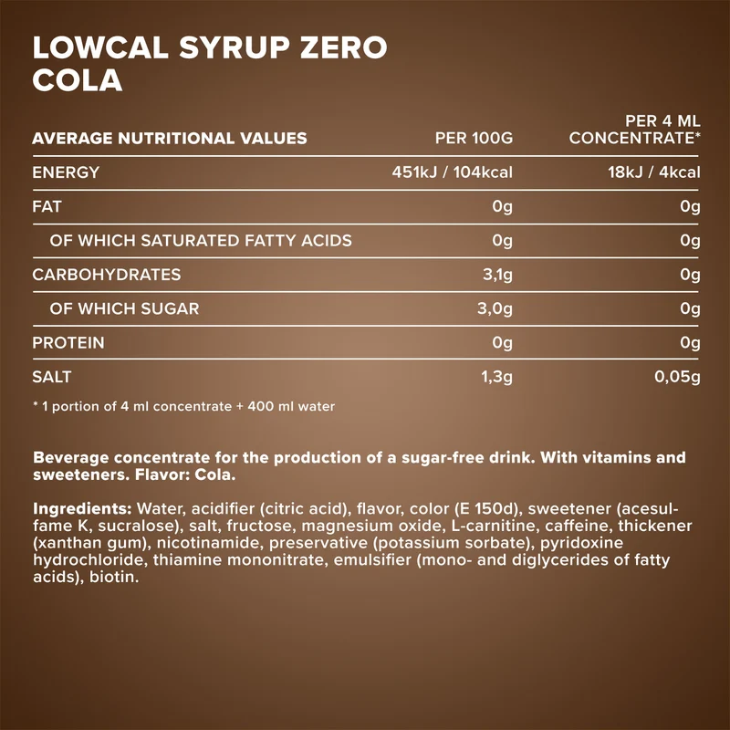 LowCal Syrup Zero (1000ml) - Cola