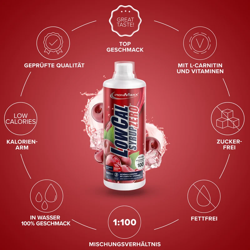 LowCal Syrup Zero (1000ml) - Kirsche