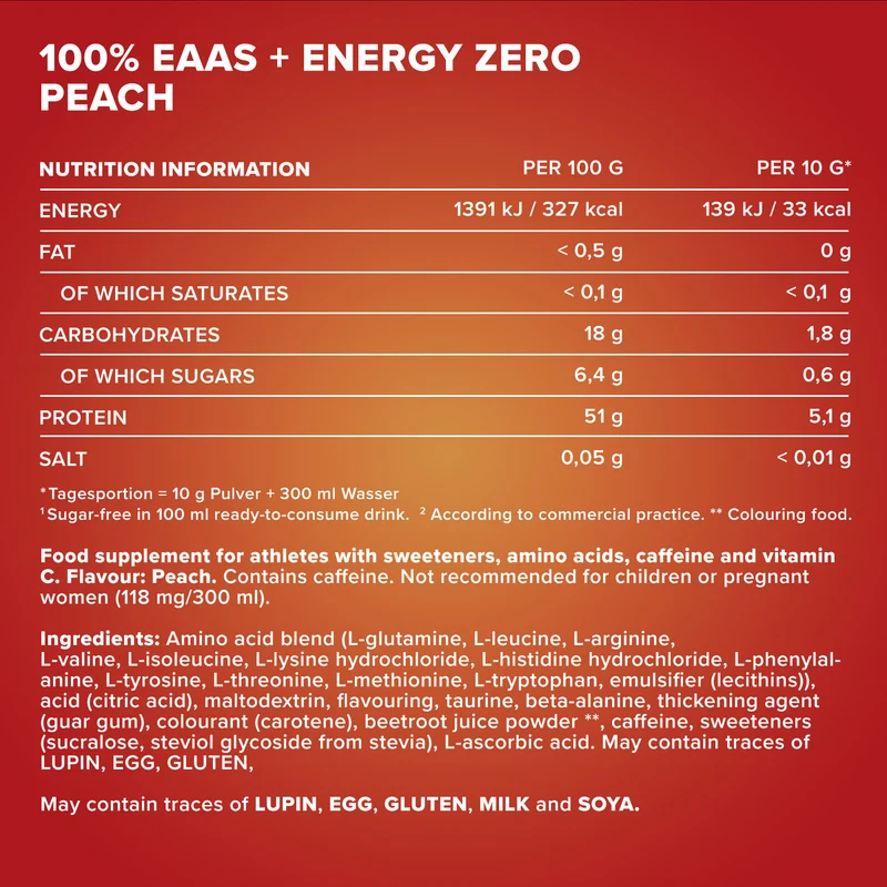 EAAs + Energy ZERO (500g) - Peach
