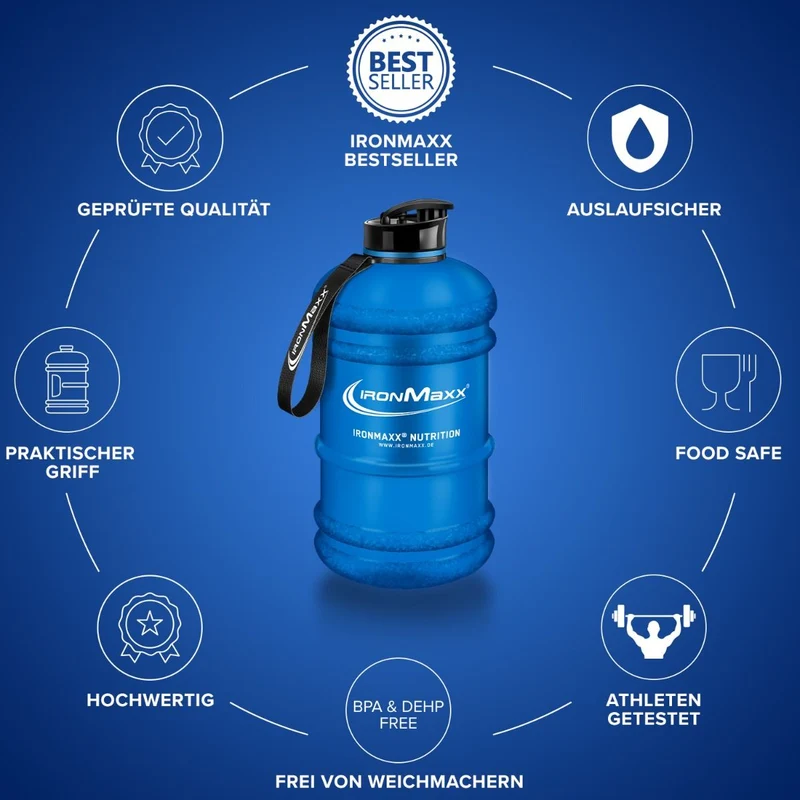 IronMaxx WATER GALLON Frosted Blue, Inhalt 2200 ml
