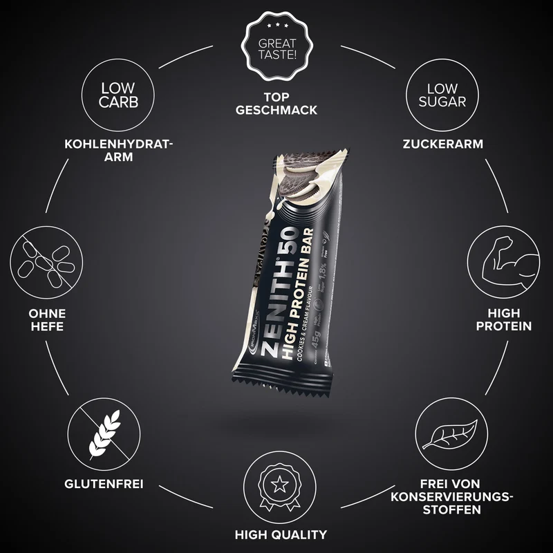 ZENITH® 50 Protein Riegel (45g) - Cookies & Cream