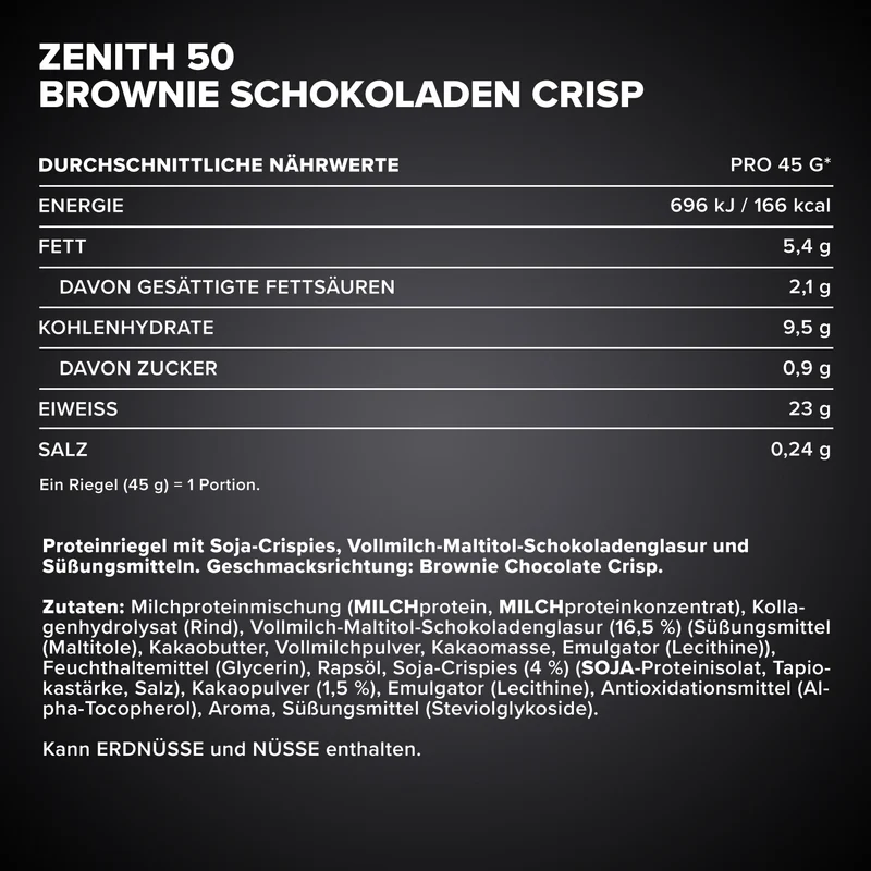 ZENITH® 50 Protein Riegel (45g) - Brownie Chocolate Crisp