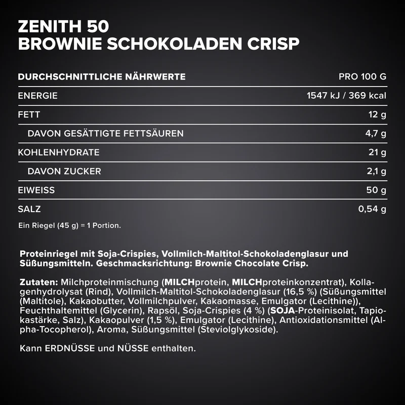 ZENITH® 50 Protein Riegel (100g) - Brownie Chocolate Crisp