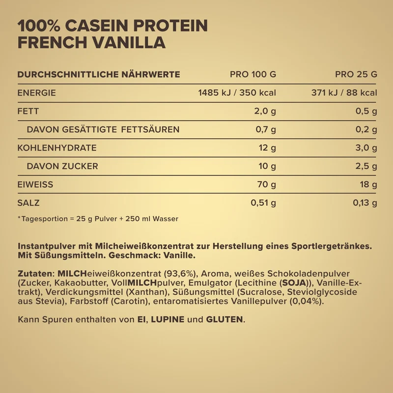 100% Casein Protein (2000g) - Vanille