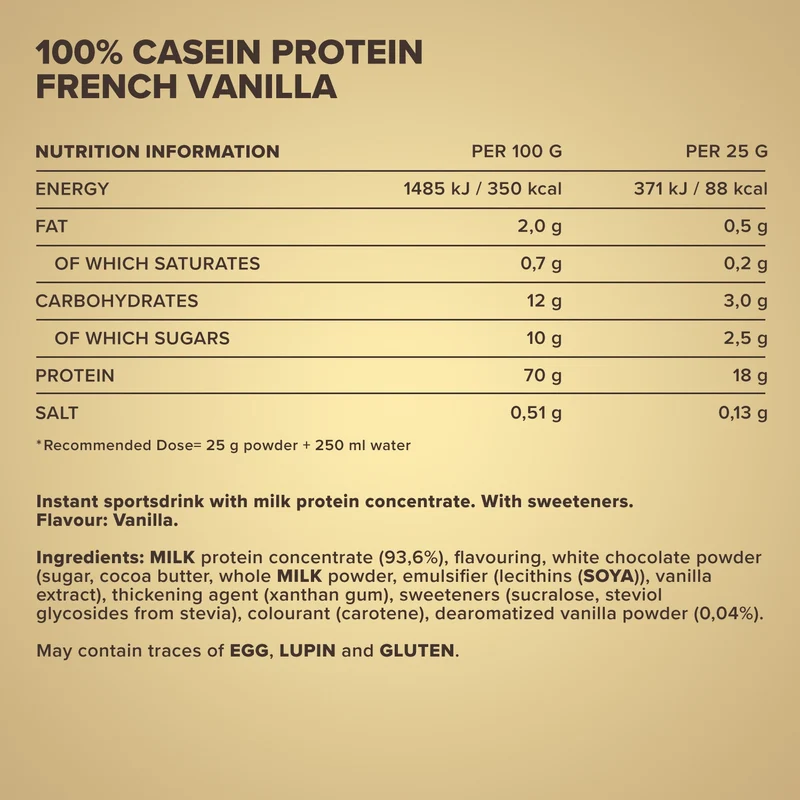 100% Casein Protein (2000g) - Vanille
