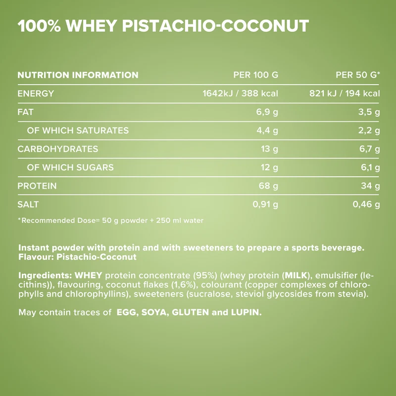 100% Whey Protein (500g) - Pistazie Kokos
