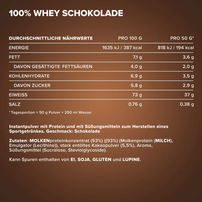 100% Whey Protein (500g) - Milchschokolade