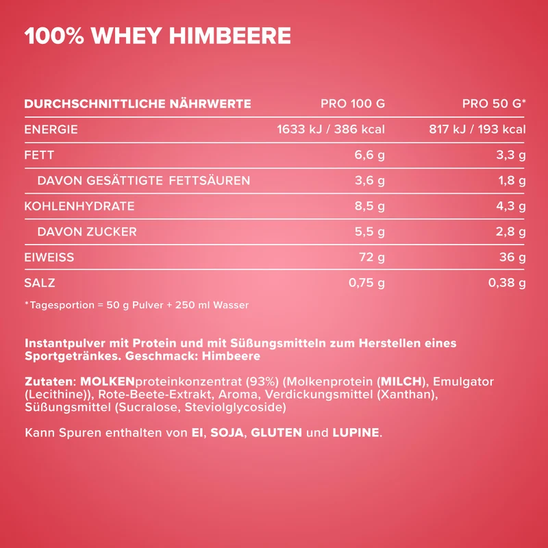 100% Whey Protein (500g) - Himbeere