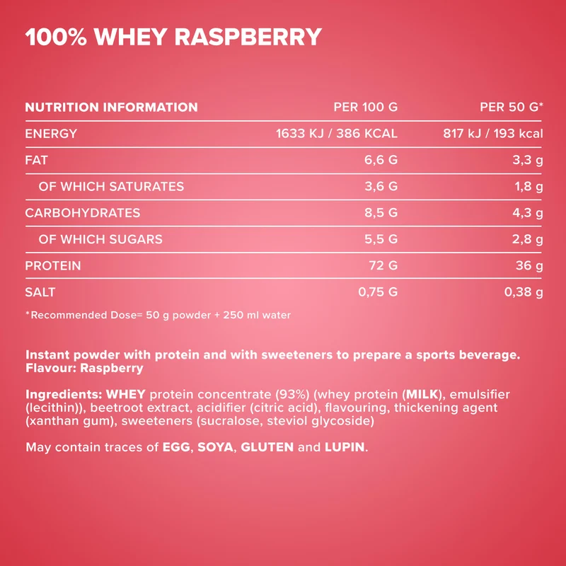 100% Whey Protein (500g) - Himbeere