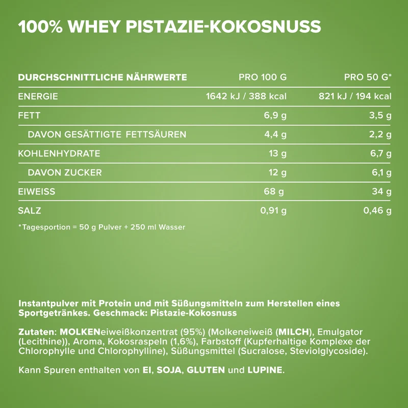 100% Whey Protein (2350g) - Pistazie-Kokos