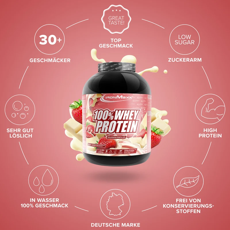 100% Whey Protein (2350g) - Weiße Schokolade-Erdbeere