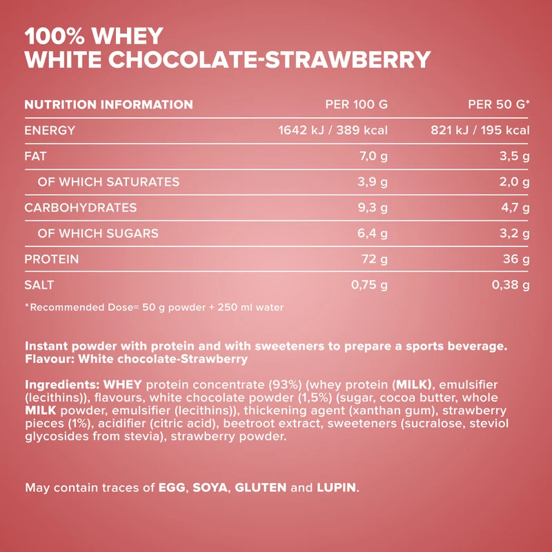 100% Whey Protein (2350g) - Weiße Schokolade-Erdbeere