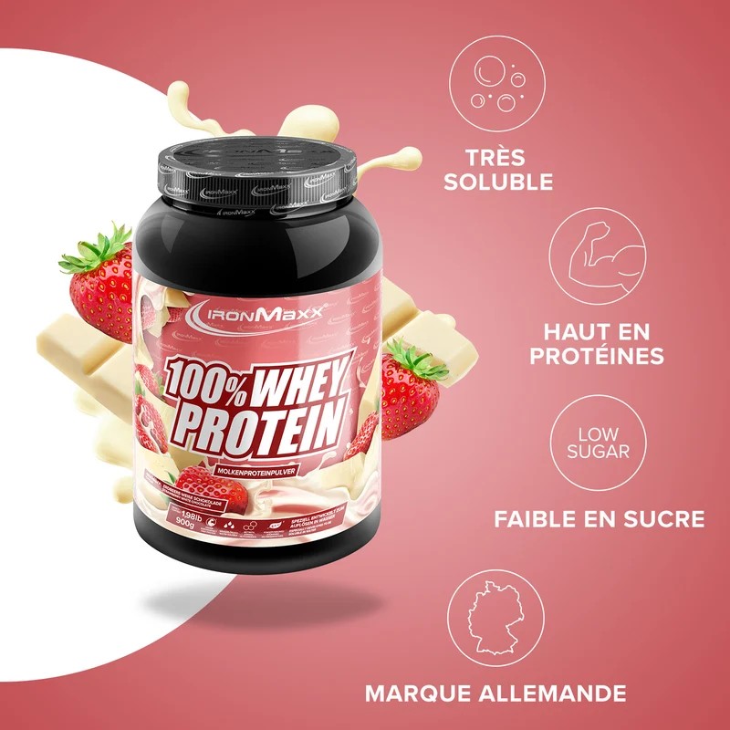 100% Whey Protein (900g) - Weiße Schokolade Erdbeere