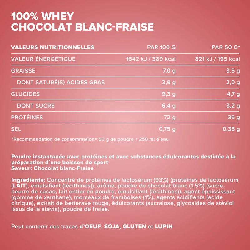 100% Whey Protein (900g) - Weiße Schokolade Erdbeere