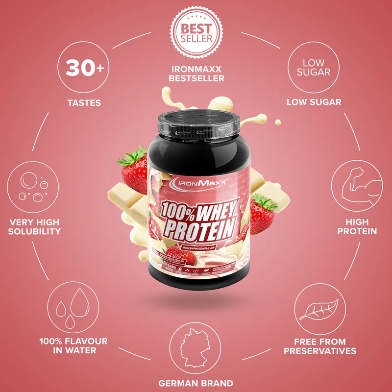 100% Whey Protein (900g) - Weiße Schokolade Erdbeere