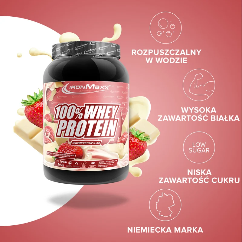 100% Whey Protein (900g) - Weiße Schokolade Erdbeere