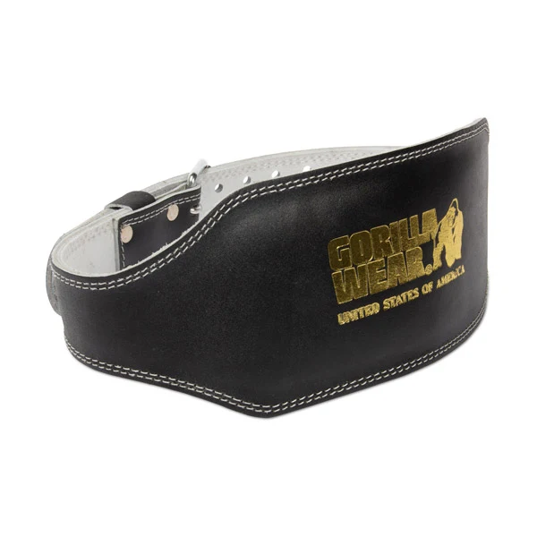 Gorilla Wear 6 INCH LEATHER PADDED BELT, Black/Gold