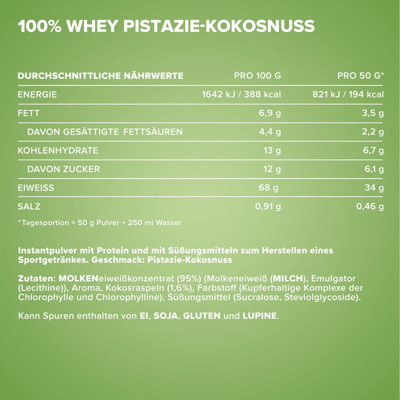 100% Whey Protein (900g) - Pistazie Kokos