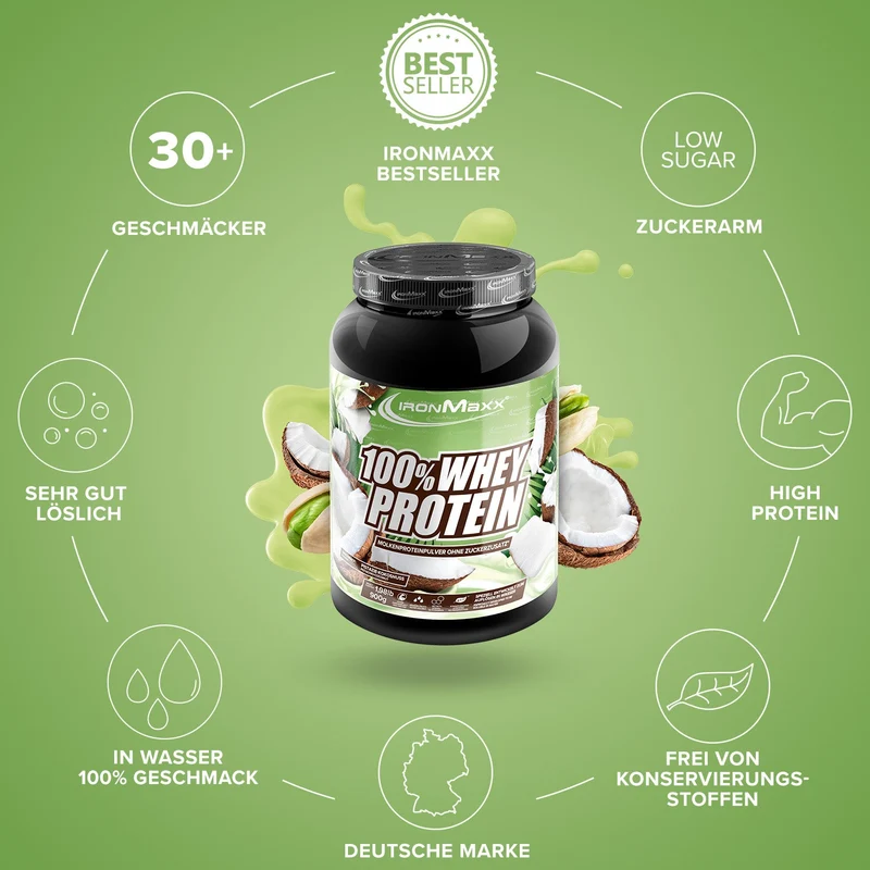 100% Whey Protein (900g) - Pistazie Kokos