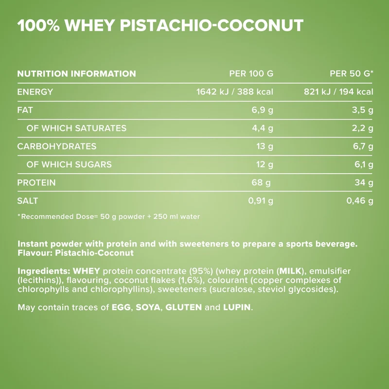 100% Whey Protein (900g) - Pistazie Kokos