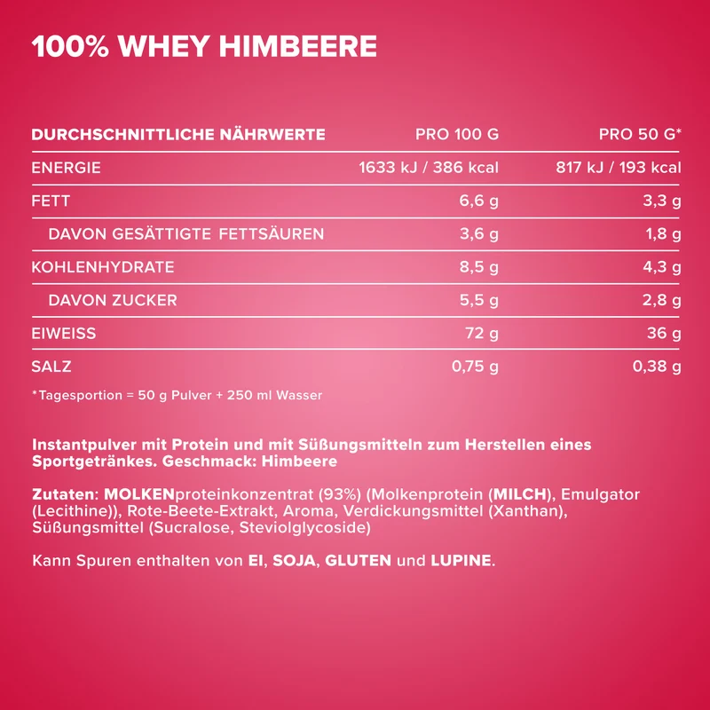 100% Whey Protein (900g) - Himbeere