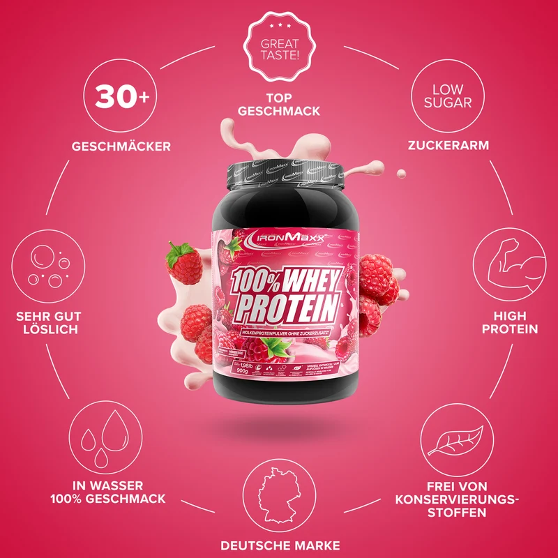 100% Whey Protein (900g) - Himbeere