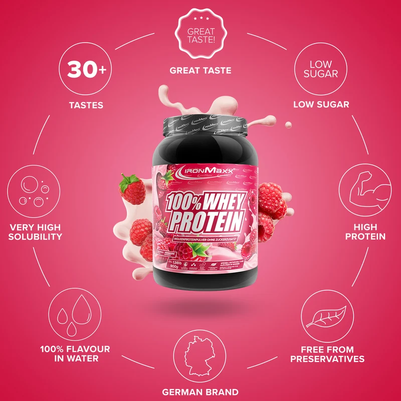 100% Whey Protein (900g) - Himbeere
