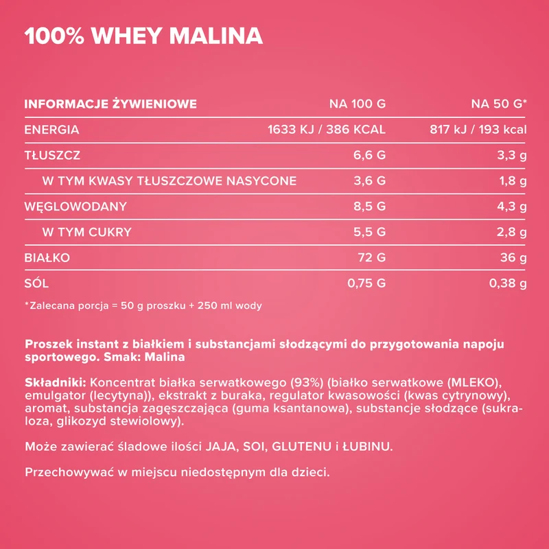 100% Whey Protein (900g) - Himbeere