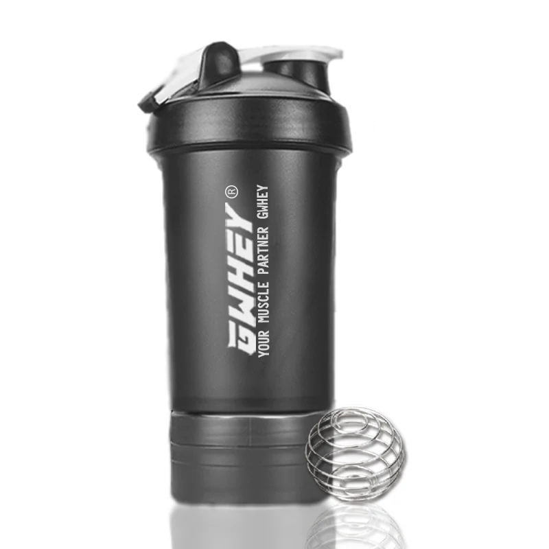 Two-Layer Whey Protein Shaker Bottle With Mixing Ball