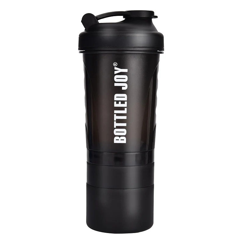 800ml Three-Layer Protein Shaker Bottle Non-Toxic Wide Mouth 100% Leak Proof Shaker With Stir Ball
