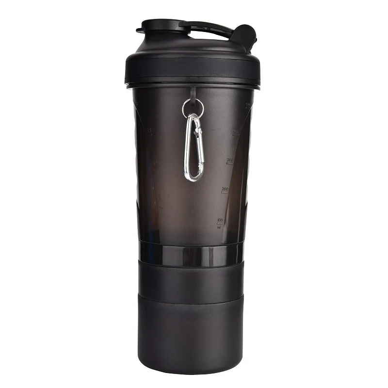 800ml Three-Layer Protein Shaker Bottle Non-Toxic Wide Mouth 100% Leak Proof Shaker With Stir Ball