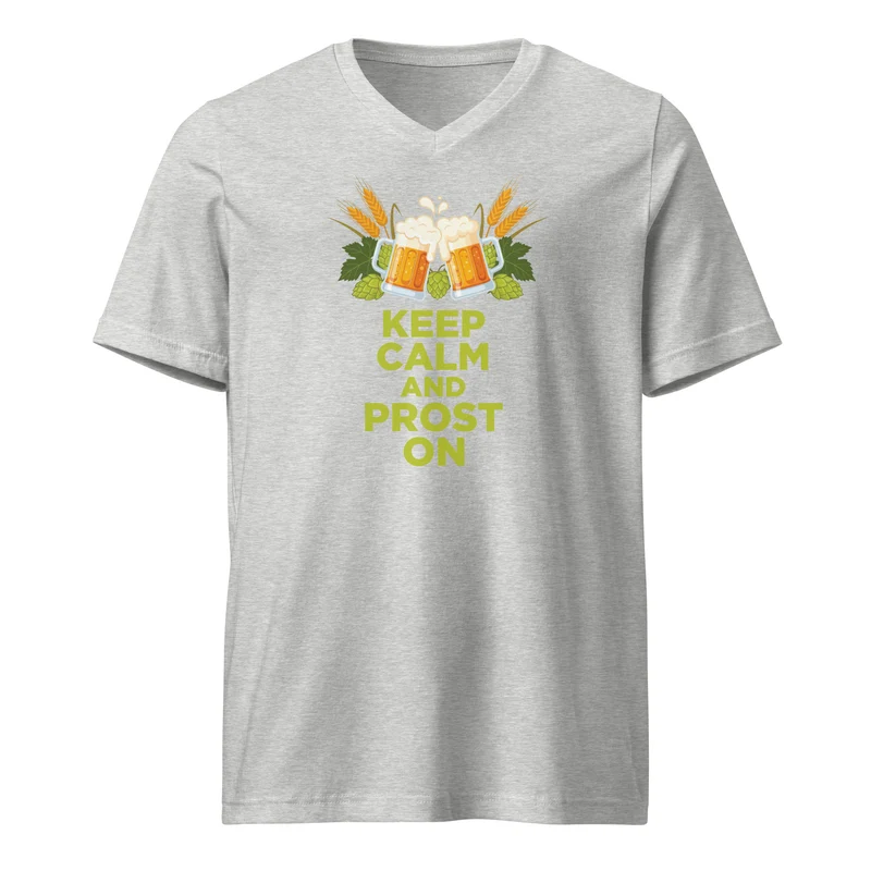 Keep Calm and Prost On - Light Unisex V-Neck T-Shirt