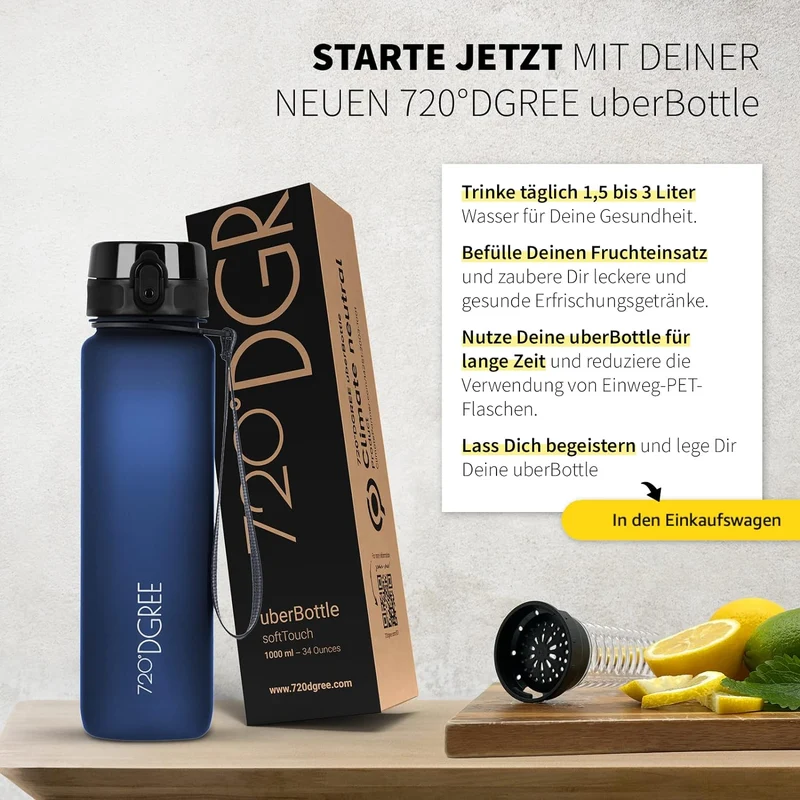 uberBottle Trinkflasche | softTouch Fruchtbehälter