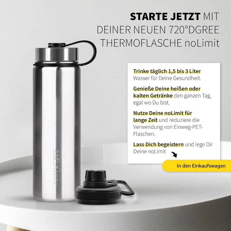 noLimit | Isolier Trinkflasche aus Edelstahl inkl. Sportdeckel