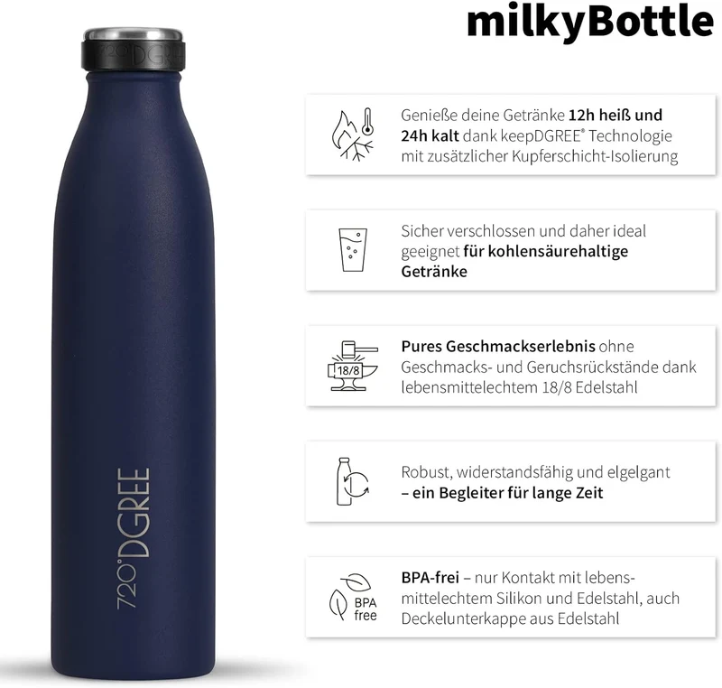 milkyBottle | Elegante & stylische Isolierflasche aus Edelstahl