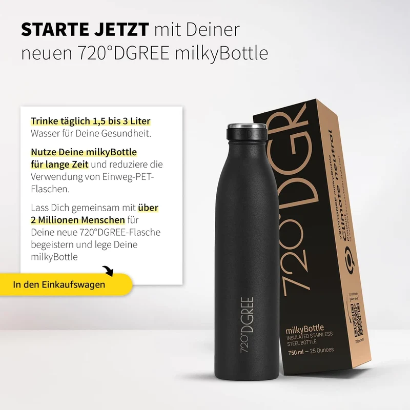 milkyBottle | Elegante & stylische Isolierflasche aus Edelstahl