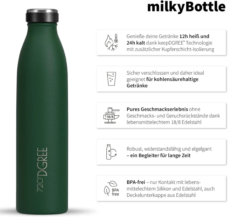 milkyBottle | Elegante & stylische Isolierflasche aus Edelstahl