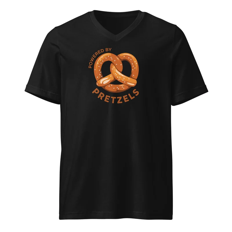 Powered by Pretzels - Dark Unisex V-Neck T-Shirt