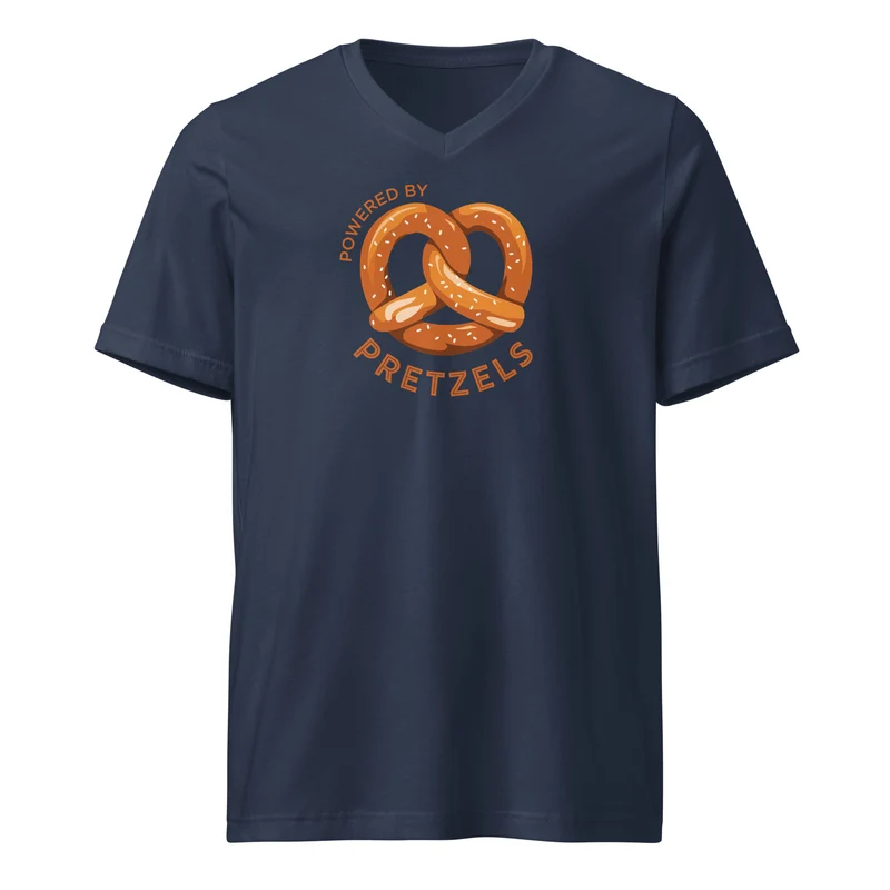 Powered by Pretzels - Dark Unisex V-Neck T-Shirt