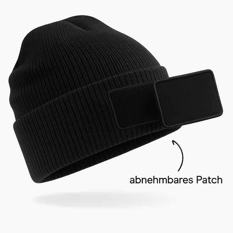 Beanie mit abnehmbarem Patch - kompatibel mit Personalisierbarem Patch mit Klett