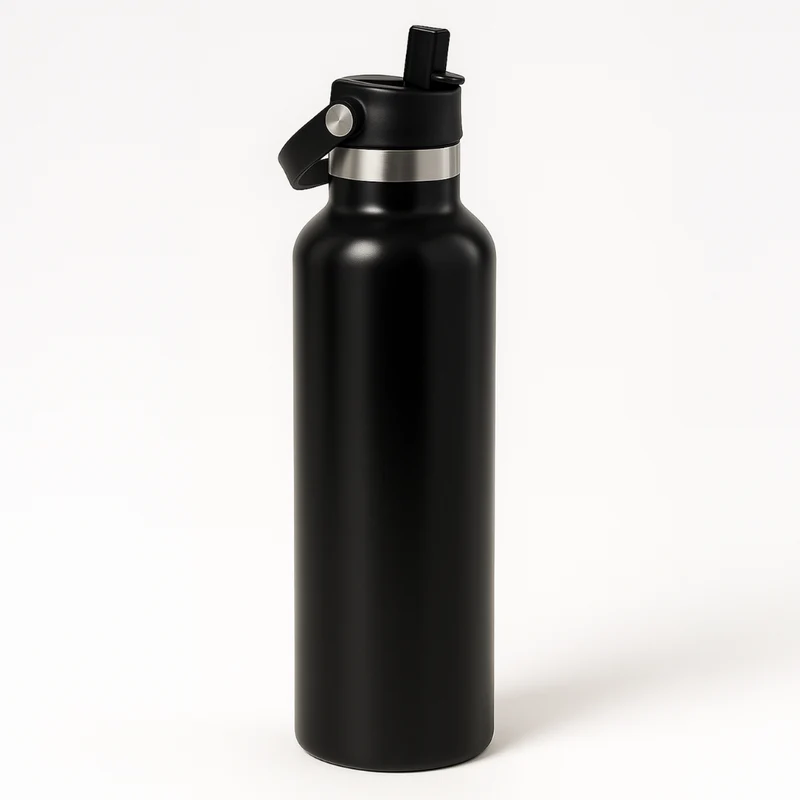 Thermo Edelstahl Sportflasche – 750 ml | Doppelwandig & mit Klapp-Strohhalm