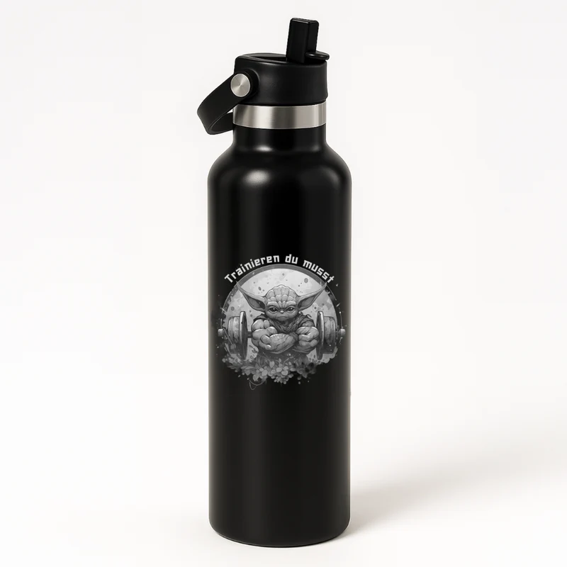 Thermo Edelstahl Sportflasche – 750 ml | Doppelwandig & mit Klapp-Strohhalm