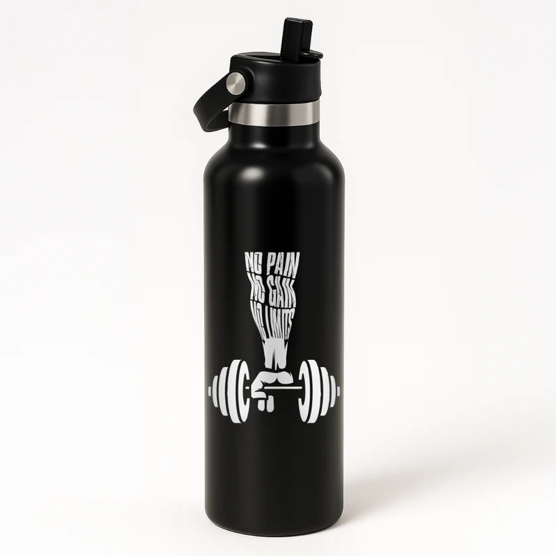 Thermo Edelstahl Sportflasche – 750 ml | Doppelwandig & mit Klapp-Strohhalm