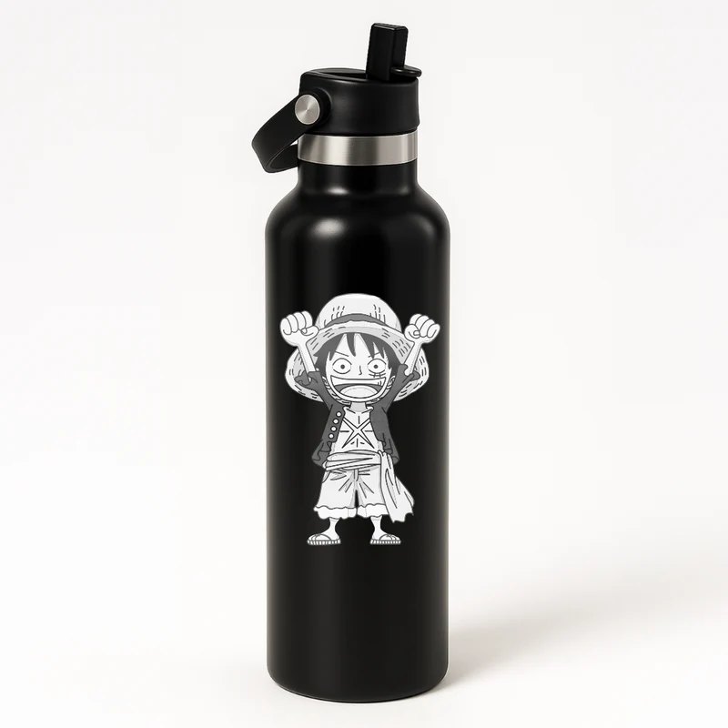 Thermo Edelstahl Sportflasche – 750 ml | Doppelwandig & mit Klapp-Strohhalm