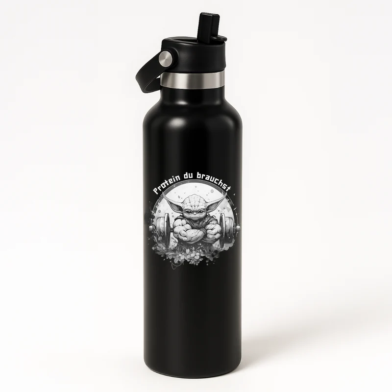 Thermo Edelstahl Sportflasche – 750 ml | Doppelwandig & mit Klapp-Strohhalm