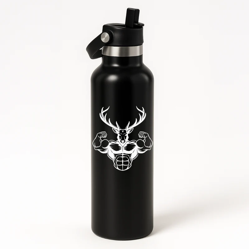 Thermo Edelstahl Sportflasche – 750 ml | Doppelwandig & mit Klapp-Strohhalm