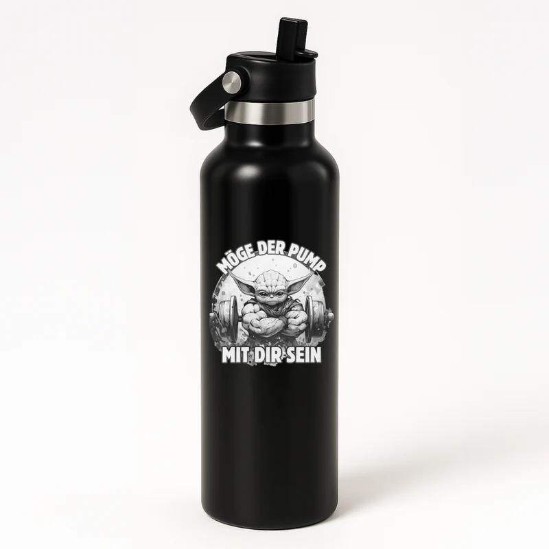 Thermo Edelstahl Sportflasche – 750 ml | Doppelwandig & mit Klapp-Strohhalm